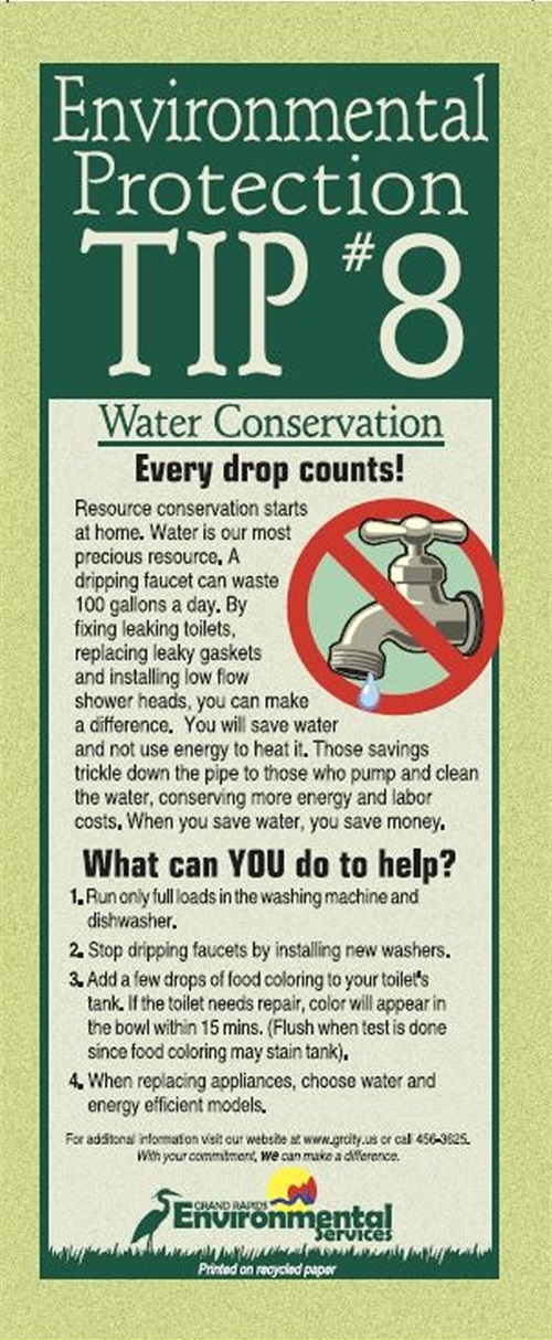 Image of Environmental Tips pamphlet #8 about water conservation