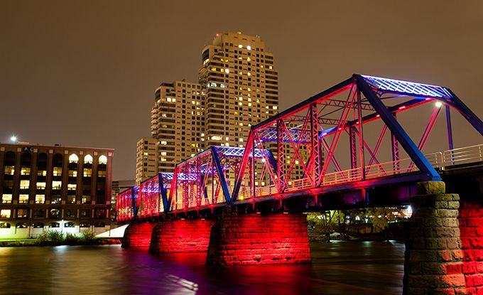 Picture of lights on the Blue Bridge